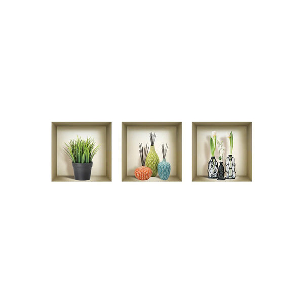 Homeroots Set Of Three Joy Faux Niche 3d Wall Decals - Easy Peel And Stick Art For Stunning Home Decor  Vinyl 565412