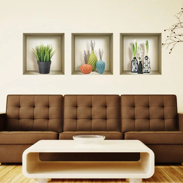 Homeroots Set Of Three Joy Faux Niche 3d Wall Decals - Easy Peel And Stick Art For Stunning Home Decor  Vinyl 565412