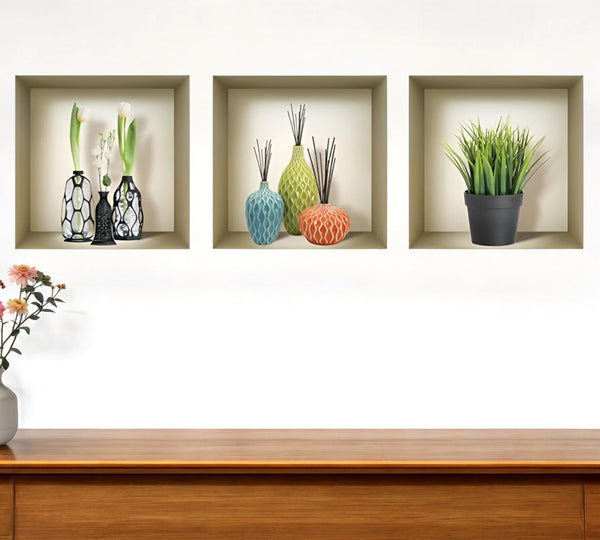 Homeroots Set Of Three Joy Faux Niche 3d Wall Decals - Easy Peel And Stick Art For Stunning Home Decor  Vinyl 565412