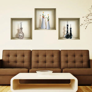 Homeroots Set Of Three Ray Faux Niche 3d Peel And Stick Wall Decals - Elevate Your Space With Easy Artistry!  Vinyl 565415