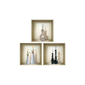 Homeroots Set Of Three Ray Faux Niche 3d Peel And Stick Wall Decals - Elevate Your Space With Easy Artistry!  Vinyl 565415