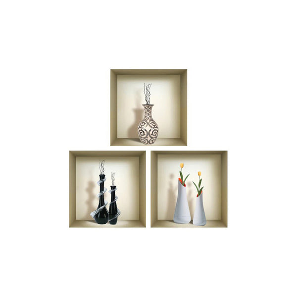 Homeroots Set Of Three Ray Faux Niche 3d Peel And Stick Wall Decals - Elevate Your Space With Easy Artistry!  Vinyl 565415