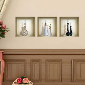 Homeroots Set Of Three Ray Faux Niche 3d Peel And Stick Wall Decals - Elevate Your Space With Easy Artistry!  Vinyl 565415