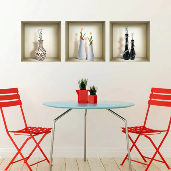 Homeroots Set Of Three Ray Faux Niche 3d Peel And Stick Wall Decals - Elevate Your Space With Easy Artistry!  Vinyl 565415