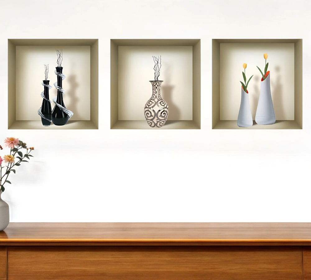 Homeroots Set Of Three Ray Faux Niche 3d Peel And Stick Wall Decals - Elevate Your Space With Easy Artistry!  Vinyl 565415