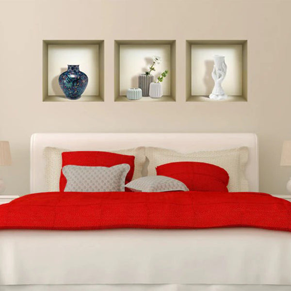 Homeroots Set Of Three Gio Faux Niche 3d Peel And Stick Wall Decals  Vinyl 565425