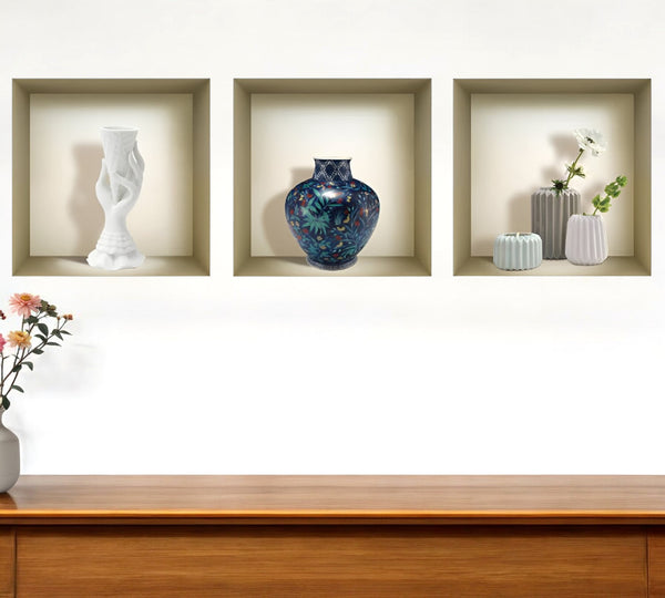 Homeroots Set Of Three Gio Faux Niche 3d Peel And Stick Wall Decals  Vinyl 565425