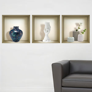 Homeroots Set Of Three Gio Faux Niche 3d Peel And Stick Wall Decals  Vinyl 565425