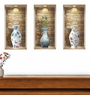 HomeRoots Set of Three Tia Faux Niche 3D Peel and Stick Wall Decals - Instant Style for Renters & Decorators 565427