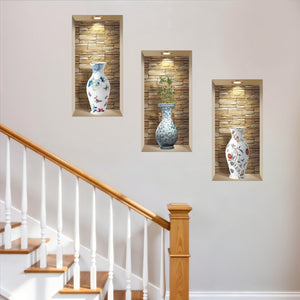 HomeRoots Set of Three Tia Faux Niche 3D Peel and Stick Wall Decals - Instant Style for Renters & Decorators 565427