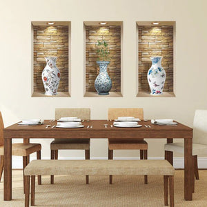 HomeRoots Set of Three Tia Faux Niche 3D Peel and Stick Wall Decals - Instant Style for Renters & Decorators 565427