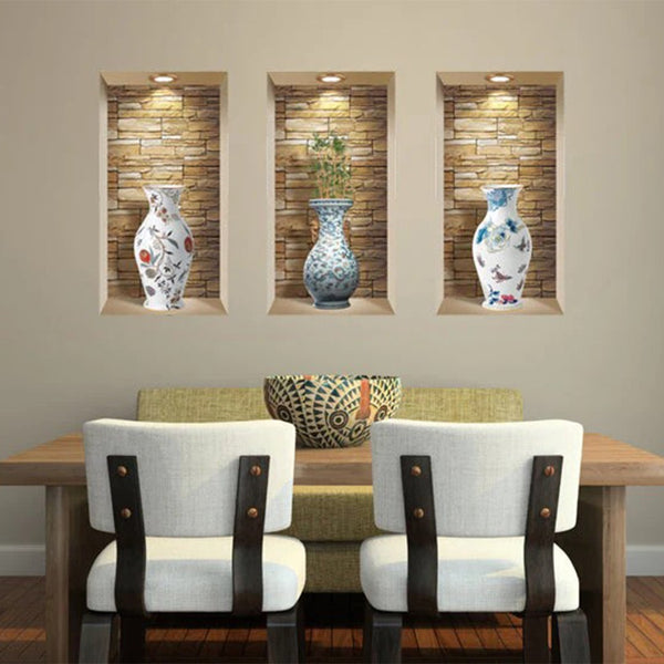 HomeRoots Set of Three Tia Faux Niche 3D Peel and Stick Wall Decals - Instant Style for Renters & Decorators 565427