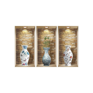HomeRoots Set of Three Tia Faux Niche 3D Peel and Stick Wall Decals - Instant Style for Renters & Decorators 565427