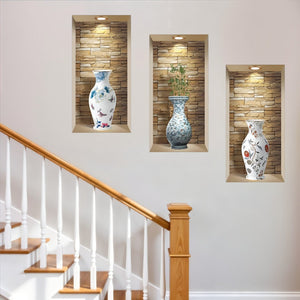 HomeRoots Set of Three Lea Faux Niche 3D Peel and Stick Wall Decals for Effortless Home Decor Transformation 565428