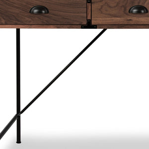 HomeRoots 47" Brown Wood H-Shape Wall-Mounted Writing Desk with 3 Drawers for Stylish Home Office Space 565430