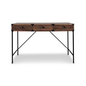 HomeRoots 47" Brown Wood H-Shape Wall-Mounted Writing Desk with 3 Drawers for Stylish Home Office Space 565430