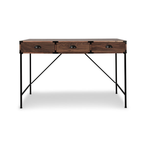 HomeRoots 47" Brown Wood H-Shape Wall-Mounted Writing Desk with 3 Drawers for Stylish Home Office Space 565430