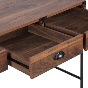 HomeRoots 47" Brown Wood H-Shape Wall-Mounted Writing Desk with 3 Drawers for Stylish Home Office Space 565430