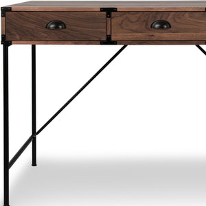 HomeRoots 47" Brown Wood H-Shape Wall-Mounted Writing Desk with 3 Drawers for Stylish Home Office Space 565430