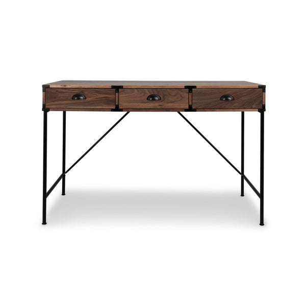 HomeRoots 47" Brown Wood H-Shape Wall-Mounted Writing Desk with 3 Drawers for Stylish Home Office Space 565430