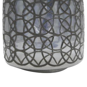 HomeRoots 12" Dark Gray Geometric Round Glass Table Vase - Artisan Crafted, Stylish Centerpiece for Any Decor 565434
