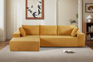 English Elm Cozyform Convertible Sectional Sofa In Ginger Yellow Corduroy - No Assembly, Modern Comfort For All B2735P359713