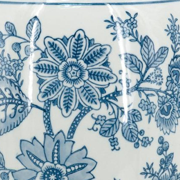 Homeroots 15" Light Blue Floral Porcelain Urn Vase - Elegant Centerpiece For Home Decor & Flower Display  Porcelain 565448