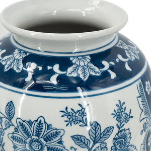 Homeroots 15" Light Blue Floral Porcelain Urn Vase - Elegant Centerpiece For Home Decor & Flower Display  Porcelain 565448