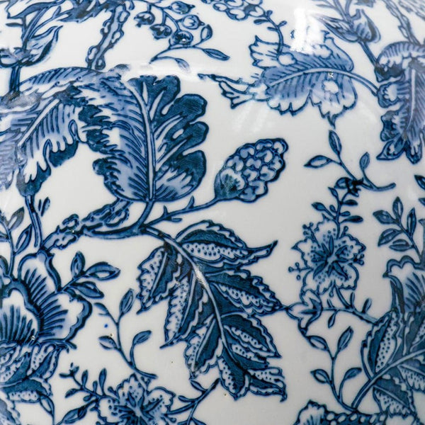 Homeroots 24" Elegant Blue And White Floral Curved Porcelain Vase – Stunning Centerpiece For Home Decor  Porcelain 565452