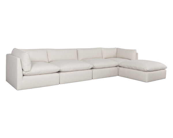 Sunpan Reve Modular - Luxurious Pillowy Softness Armchair In Effie Linen For Modern Spaces & Style Cream Fabric 111770