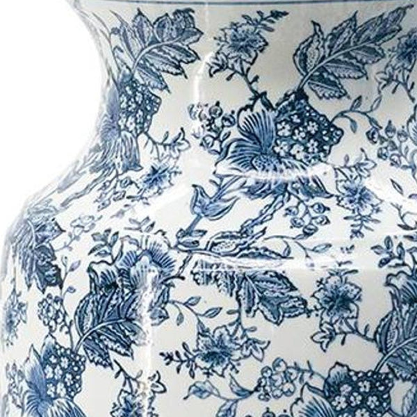 HomeRoots 24" Chinoiserie Blue and White Porcelain Urn Vase - Elegant Centerpiece for Timeless Décor & Gifts 565453