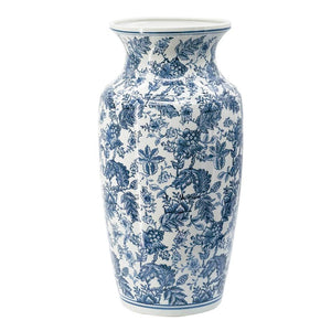 HomeRoots 24" Chinoiserie Blue and White Porcelain Urn Vase - Elegant Centerpiece for Timeless Décor & Gifts 565453