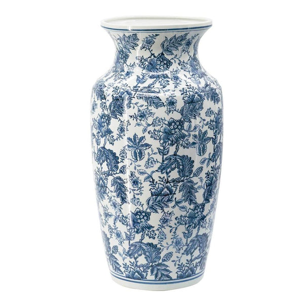 HomeRoots 24" Chinoiserie Blue and White Porcelain Urn Vase - Elegant Centerpiece for Timeless Décor & Gifts 565453