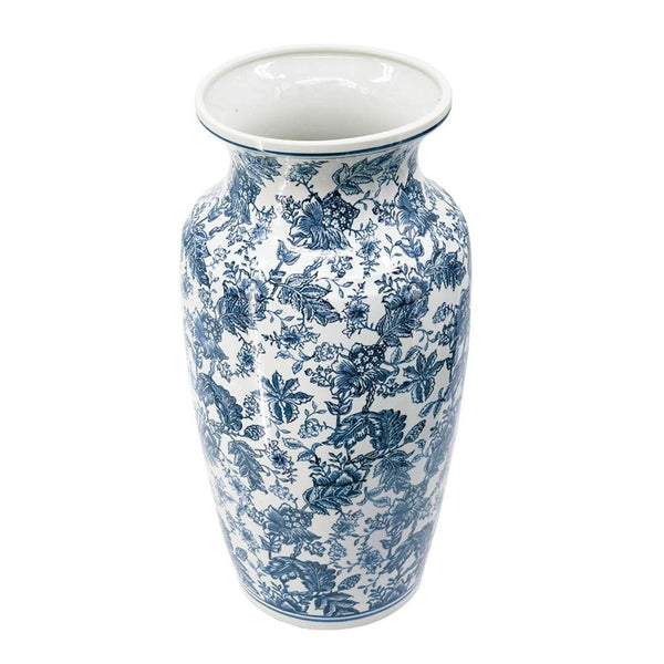 HomeRoots 24" Chinoiserie Blue and White Porcelain Urn Vase - Elegant Centerpiece for Timeless Décor & Gifts 565453