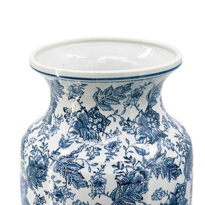 HomeRoots 24" Chinoiserie Blue and White Porcelain Urn Vase - Elegant Centerpiece for Timeless Décor & Gifts 565453