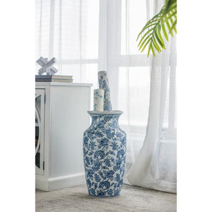 HomeRoots 24" Chinoiserie Blue and White Porcelain Urn Vase - Elegant Centerpiece for Timeless Décor & Gifts 565453