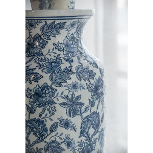 HomeRoots 24" Chinoiserie Blue and White Porcelain Urn Vase - Elegant Centerpiece for Timeless Décor & Gifts 565453