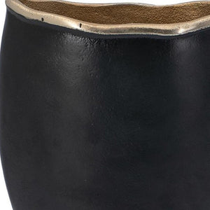 Homeroots 10" Black And Gold Oval Cast Aluminum Table Vase - Elegant Home Decor For Sophisticated Style  Aluminum 565459