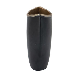 Homeroots 10" Black And Gold Oval Cast Aluminum Table Vase - Elegant Home Decor For Sophisticated Style  Aluminum 565459