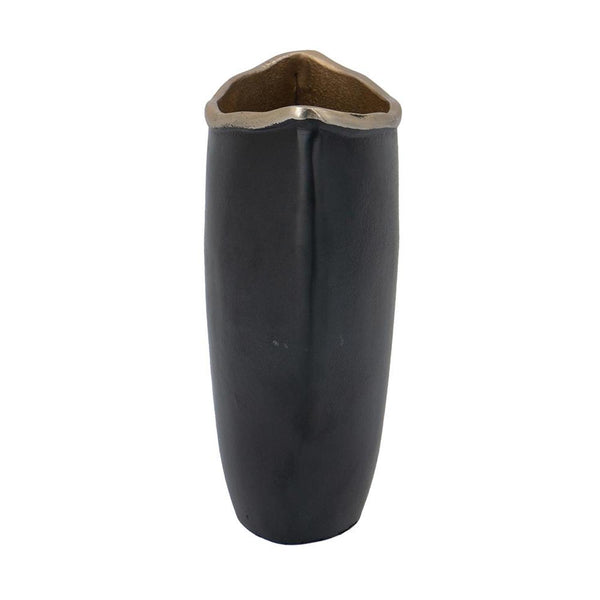Homeroots 10" Black And Gold Oval Cast Aluminum Table Vase - Elegant Home Decor For Sophisticated Style  Aluminum 565459