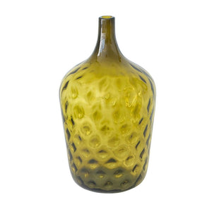 HomeRoots 21" Olive Green Hammered Glass Table Vase - Elegant Bud-Shaped Centerpiece for Home Decor & Gifts 565469