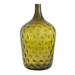 HomeRoots 21" Olive Green Hammered Glass Table Vase - Elegant Bud-Shaped Centerpiece for Home Decor & Gifts 565469