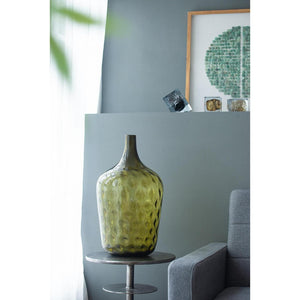 HomeRoots 21" Olive Green Hammered Glass Table Vase - Elegant Bud-Shaped Centerpiece for Home Decor & Gifts 565469