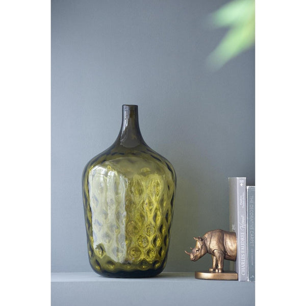 HomeRoots 21" Olive Green Hammered Glass Table Vase - Elegant Bud-Shaped Centerpiece for Home Decor & Gifts 565469