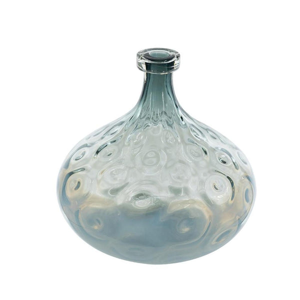 HomeRoots 13" Light Blue Hammered Glass Vase - Modern Decorative Accent for Faux Flowers & Home Décor 565470