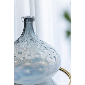 HomeRoots 13" Light Blue Hammered Glass Vase - Modern Decorative Accent for Faux Flowers & Home Décor 565470