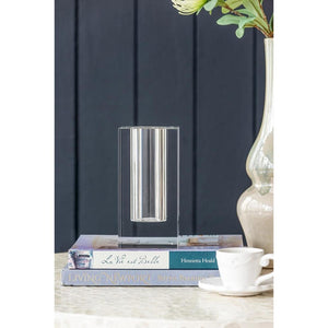 HomeRoots 8" Clear Square Glass Table Vase – Modern Minimalist Design for Floral Arrangements & Home Décor 565472