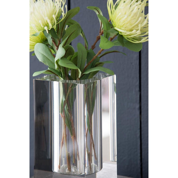 HomeRoots 8" Clear Square Glass Table Vase – Modern Minimalist Design for Floral Arrangements & Home Décor 565472