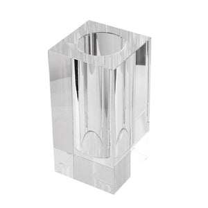HomeRoots 8" Clear Square Glass Table Vase – Modern Minimalist Design for Floral Arrangements & Home Décor 565472