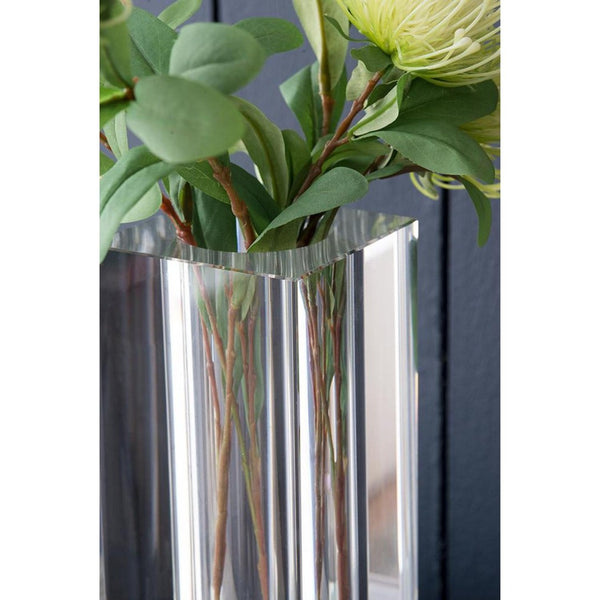 HomeRoots 10" Clear Square Glass Table Vase - Modern Minimalist Design for Fresh Flowers & Elegant Décor 565473